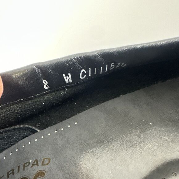 SAS Weave Slip On Loafer Black Leather Moc Toe Wedge Comfort Womens 8 W Wide - Picture 8 of 11